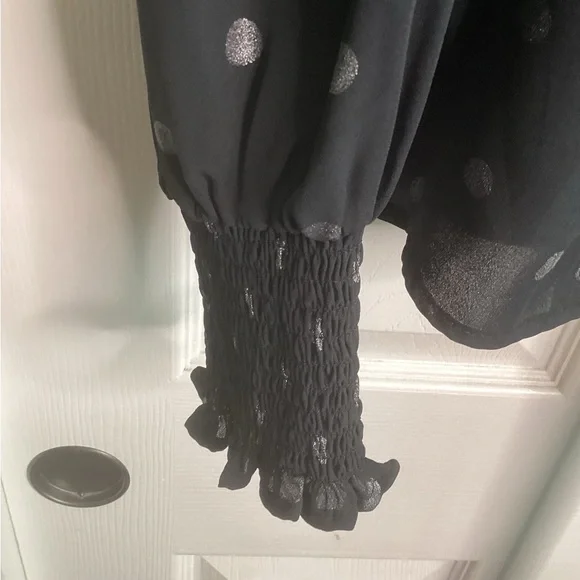 Halogen Black and Silver Polka Dot Blouse, size Medium - Picture 4 of 4